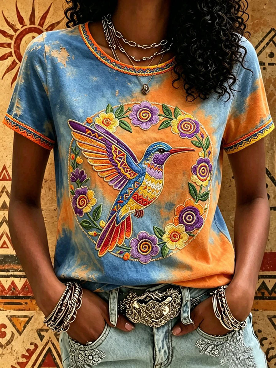 Women's Indigenous Print Casual T-Shirt