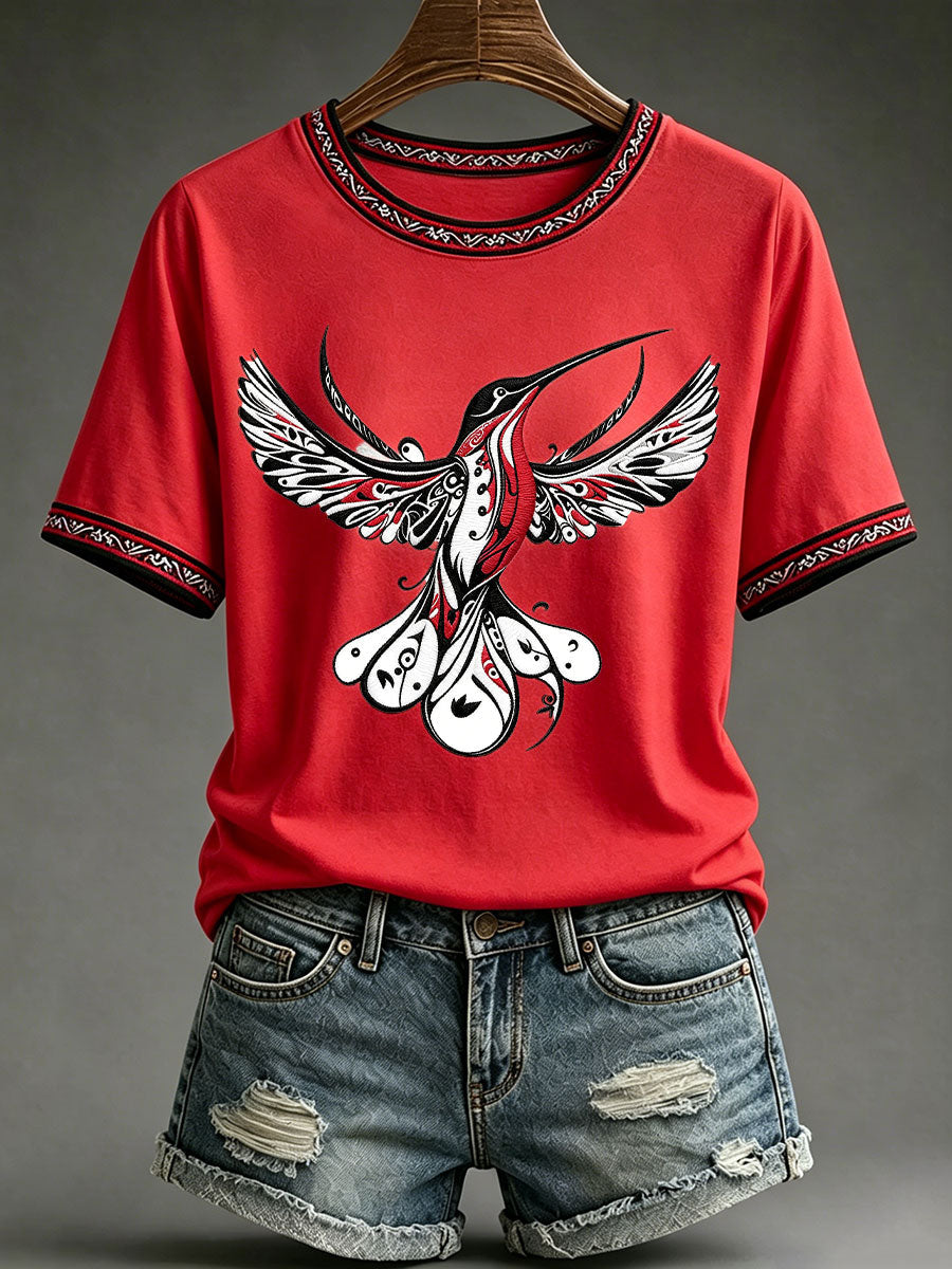 Women's Indigenous Art Print Casual T-Shirt
