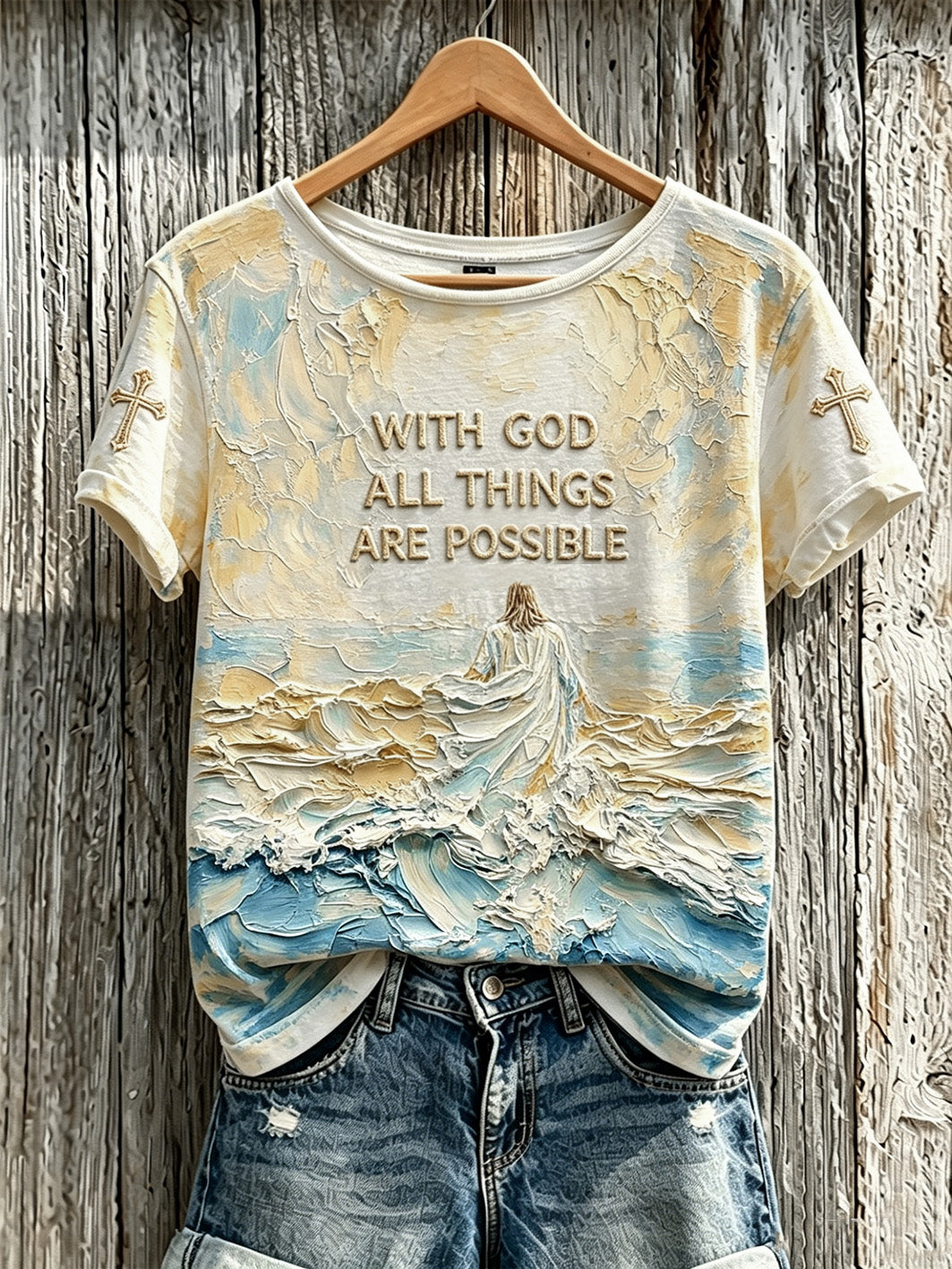 Women's faith element pattern printed casual short-sleeve T-shirt