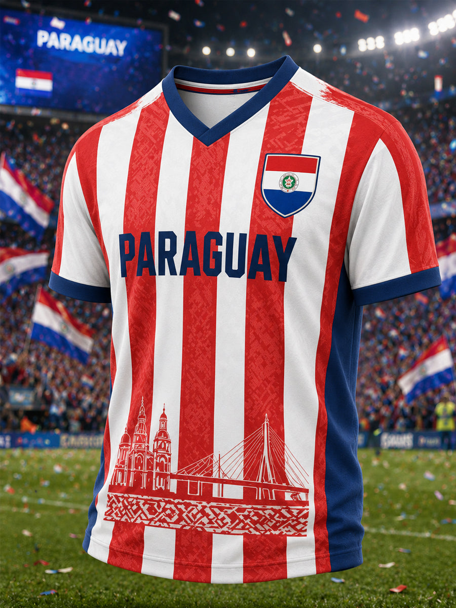 Men's Gift For Paraguay Football Fans Casual V-Neck Tee