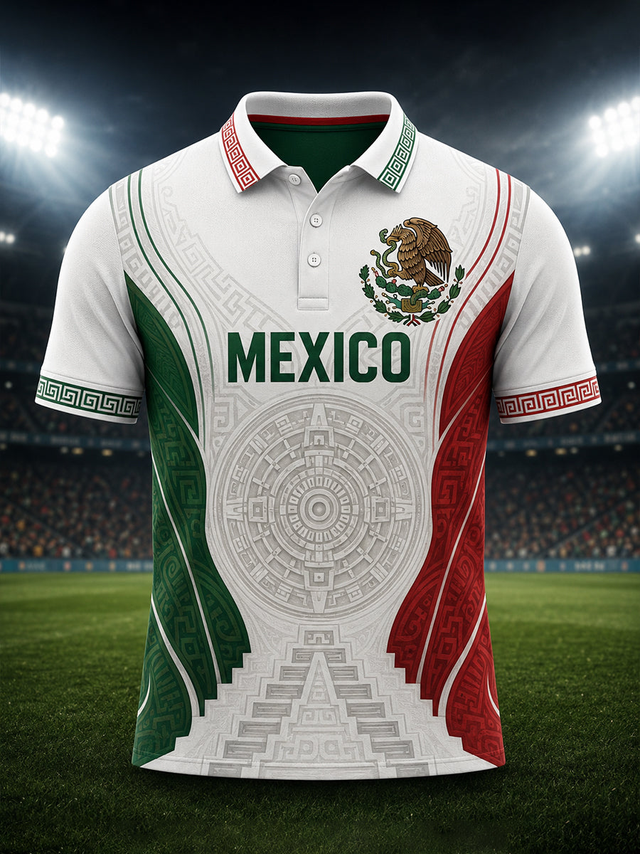 Men's Mexican Football Match Cheering Art Print Polo Shirt