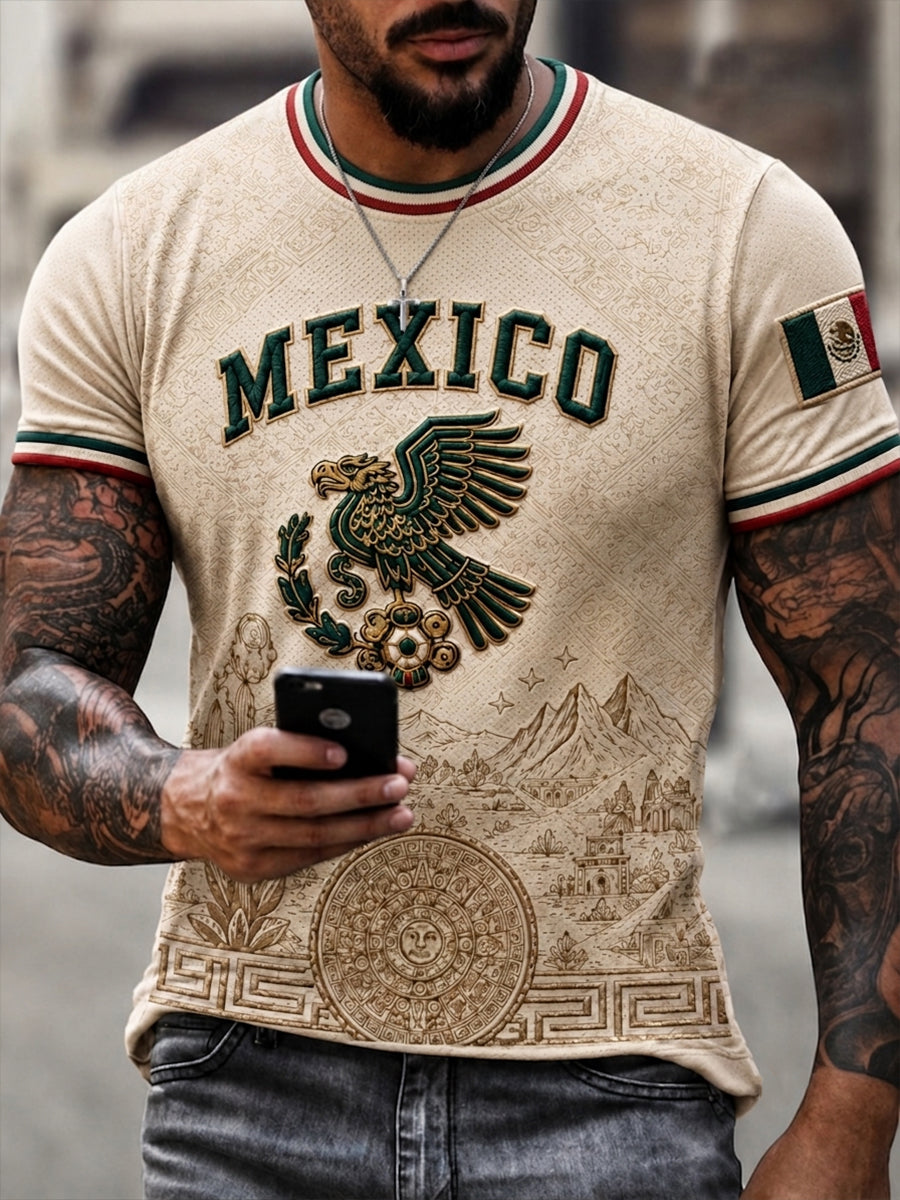 Men's Mexico Football Lover Art Short Sleeve T-shirt