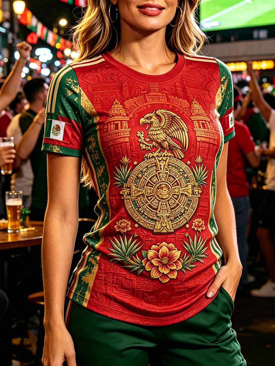 Women's Mexican Football Print T-Shirt
