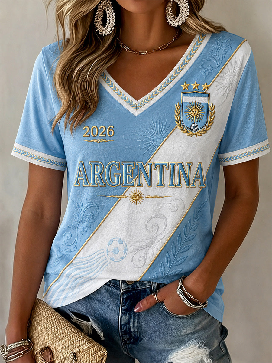 Women's Gift For Football Fans Print Casual V-Neck Tee
