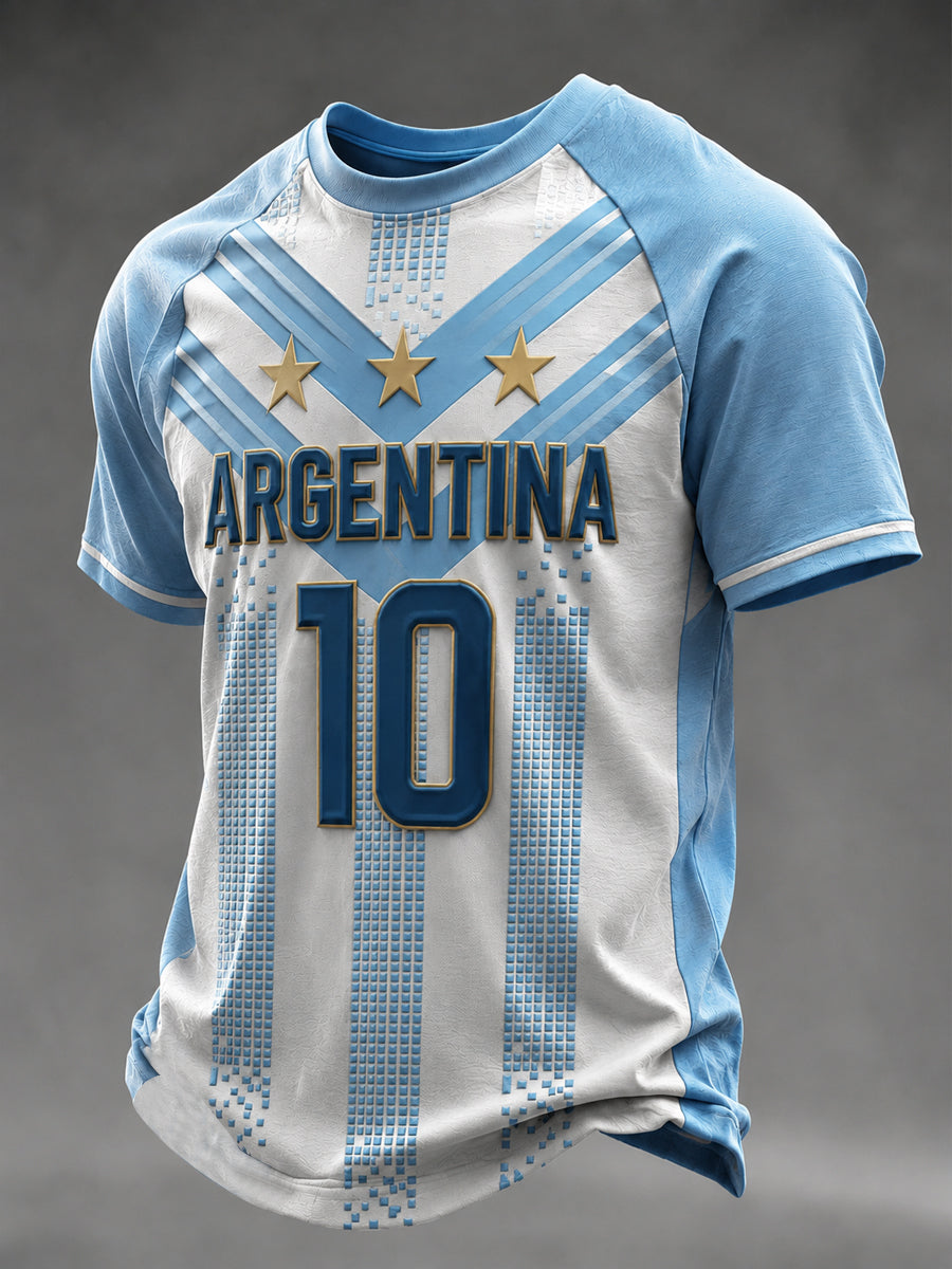 Men's Argentina Football Printed Casual short sleeves t-shirt