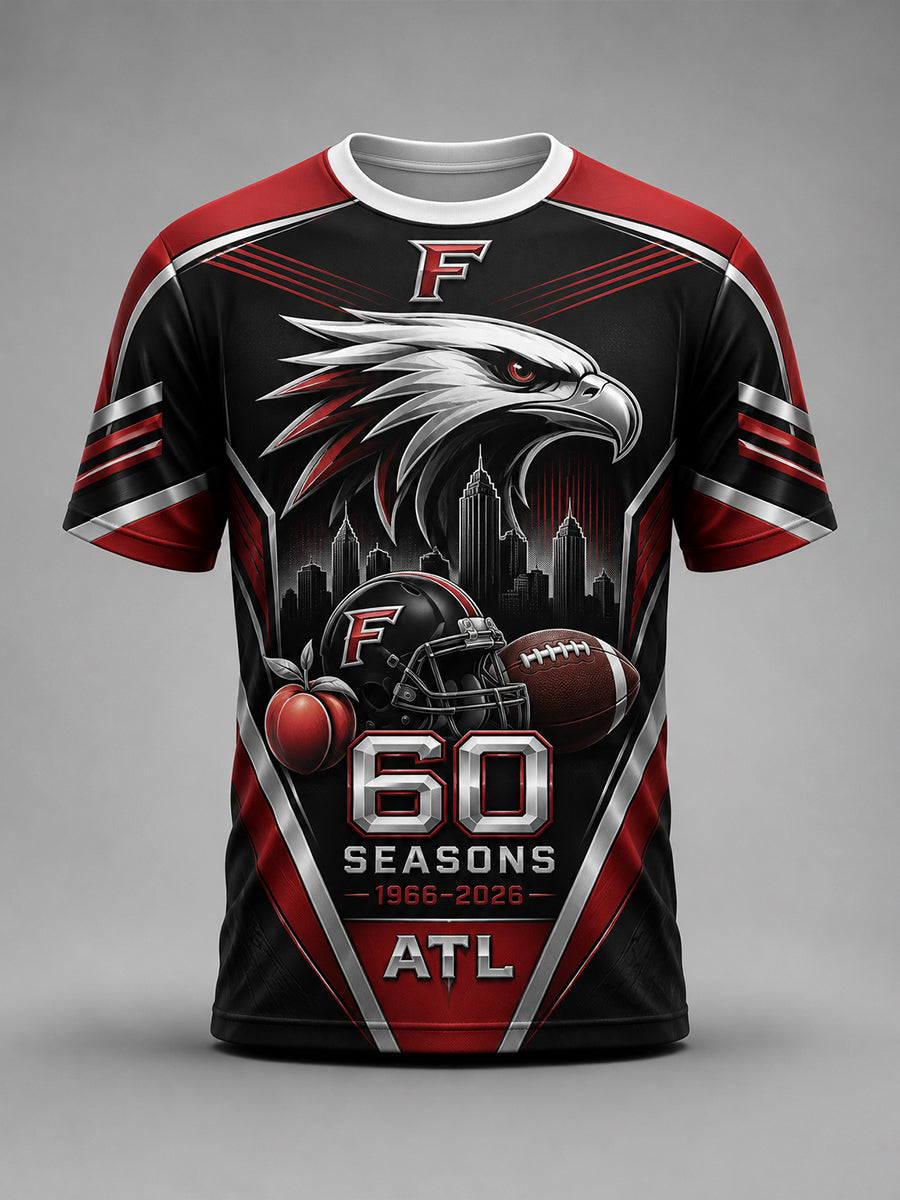 Men's Atlanta Falcons 60th Anniversary Commemorative Art Print T-Shirt