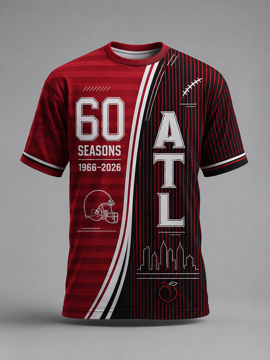 Men's Atlanta Falcons 60th Anniversary Commemorative Art Print T-Shirt