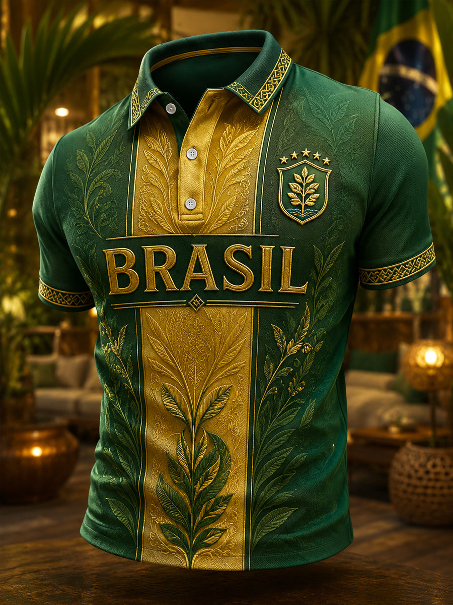 Men's Brasil Print Casual Polo