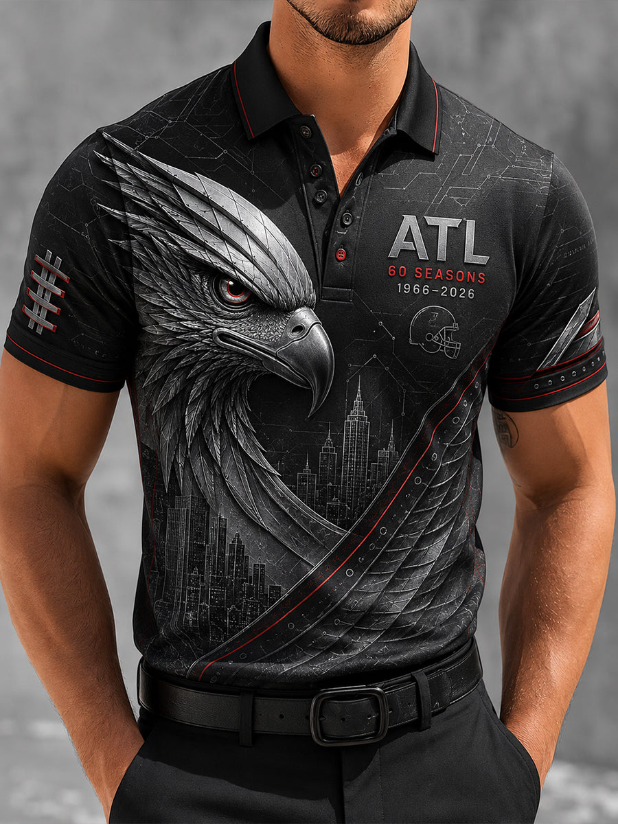 Men's Atlanta Falcons 60th Anniversary Commemorative Art Print Polo