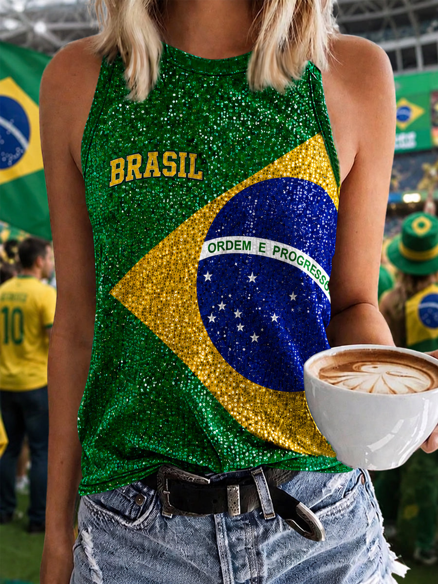 Women's Brazil Football Fan Gift Art Print Vests