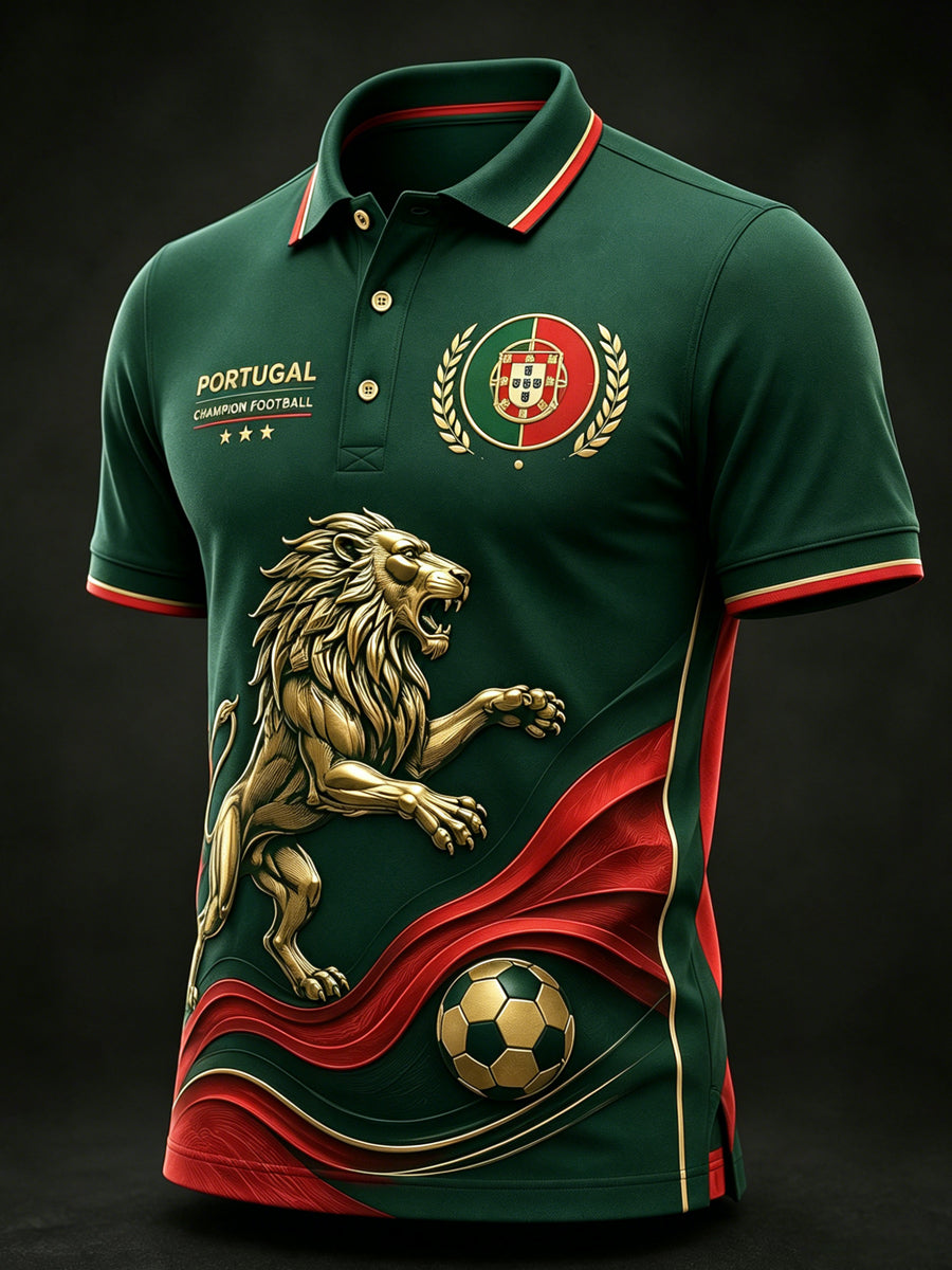 Men's Portuguese Football Match Cheering Element Art Print Polo Shirt