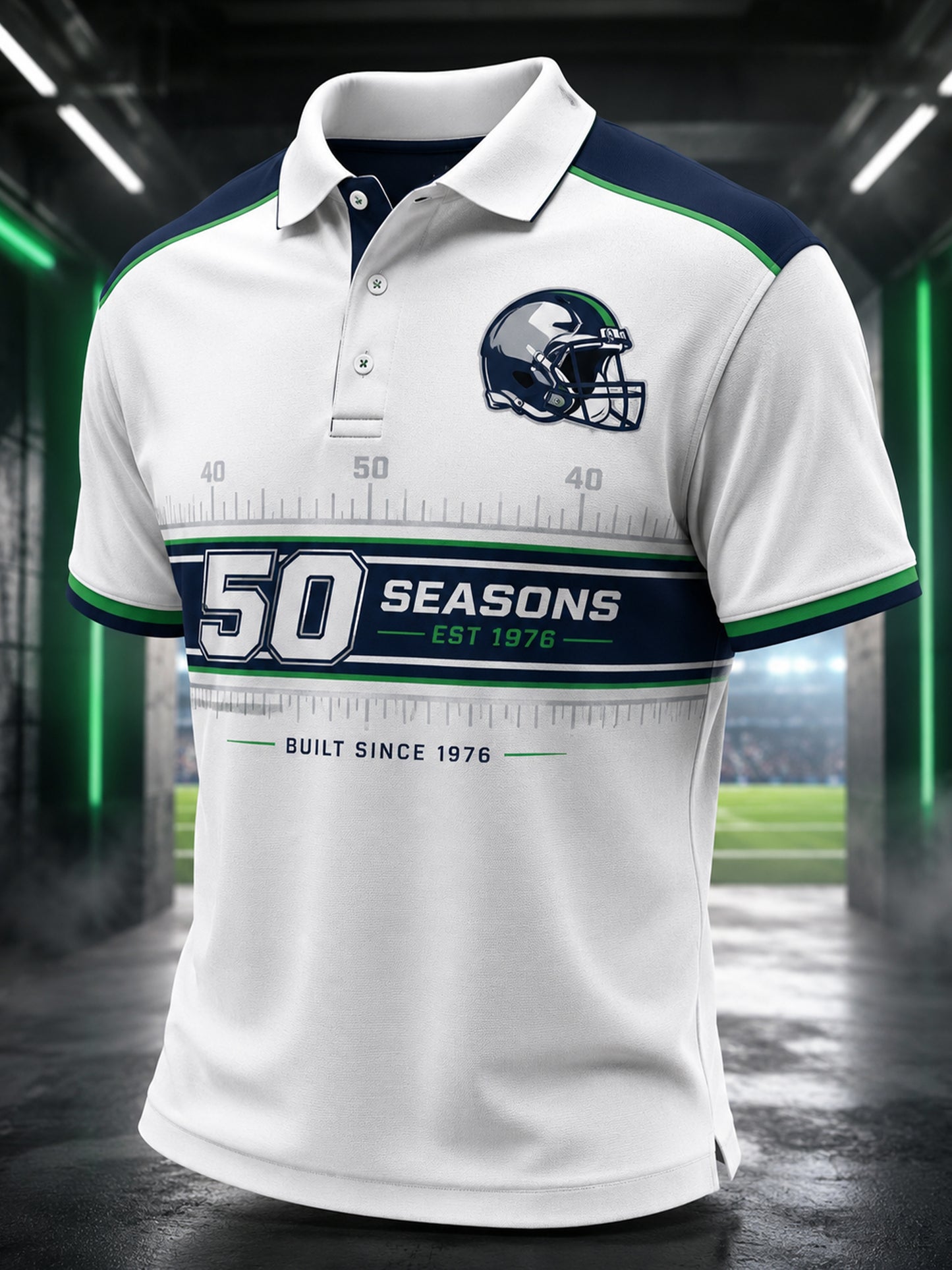 Men's Seattle Seahawks 50th Anniversary Art Print Polo