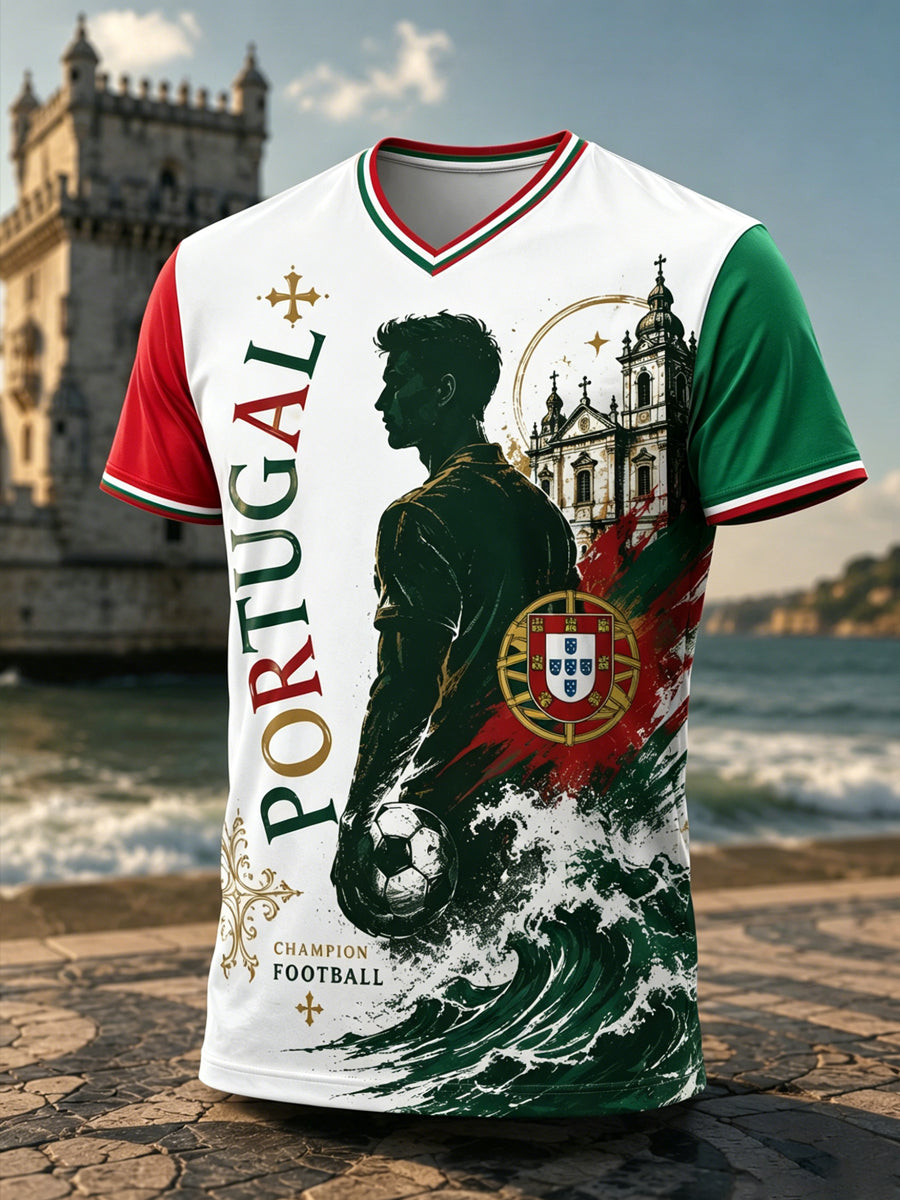 Men's Portugal Football Match Support Art Print T-Shirt