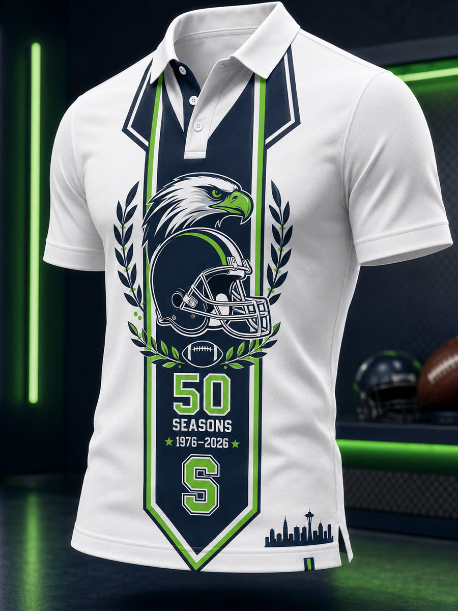 Men's Seattle Seahawks 50th Anniversary Art Print Polo