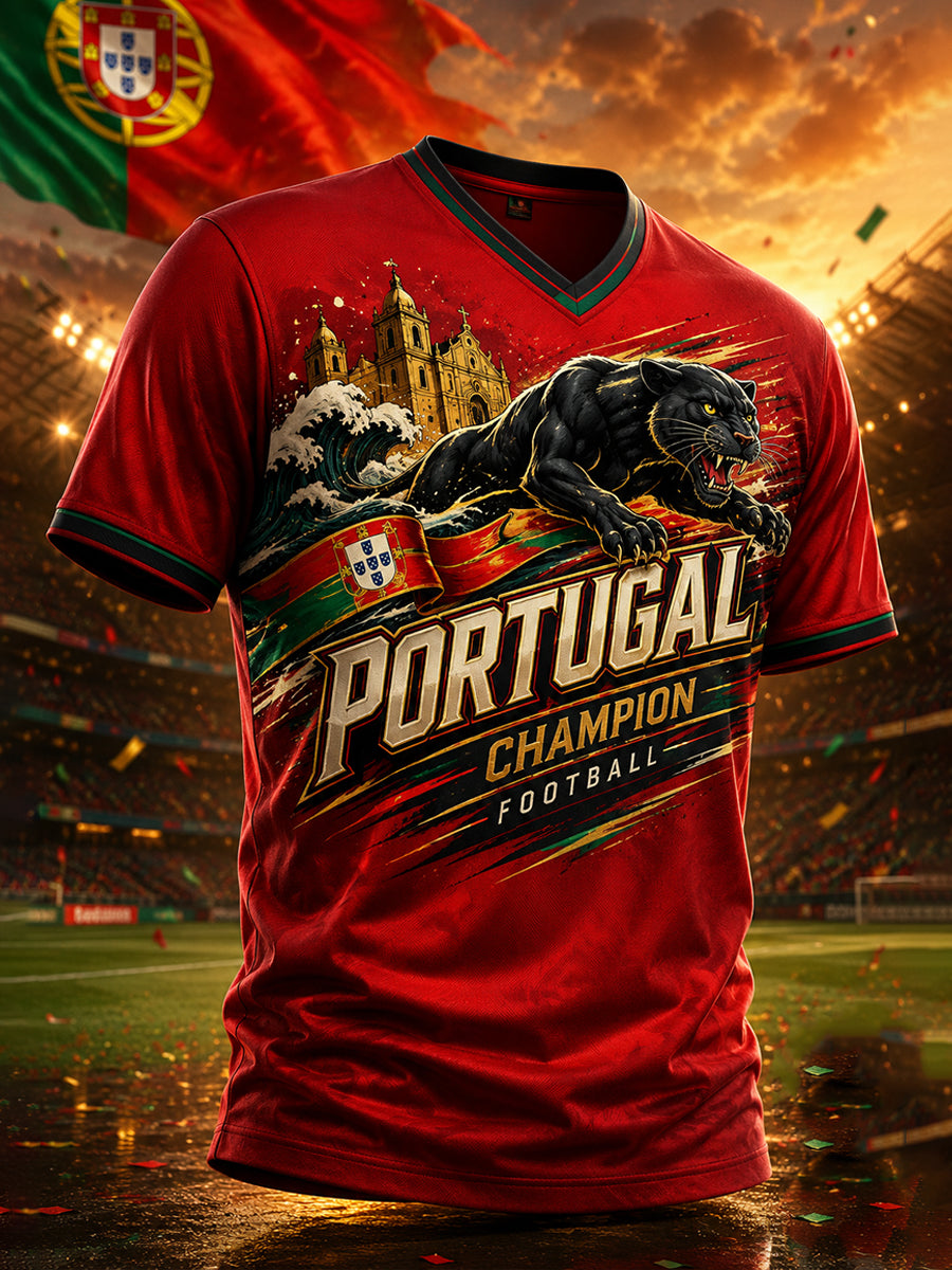 Men's Portugal Football Match Support Art Print T-Shirt