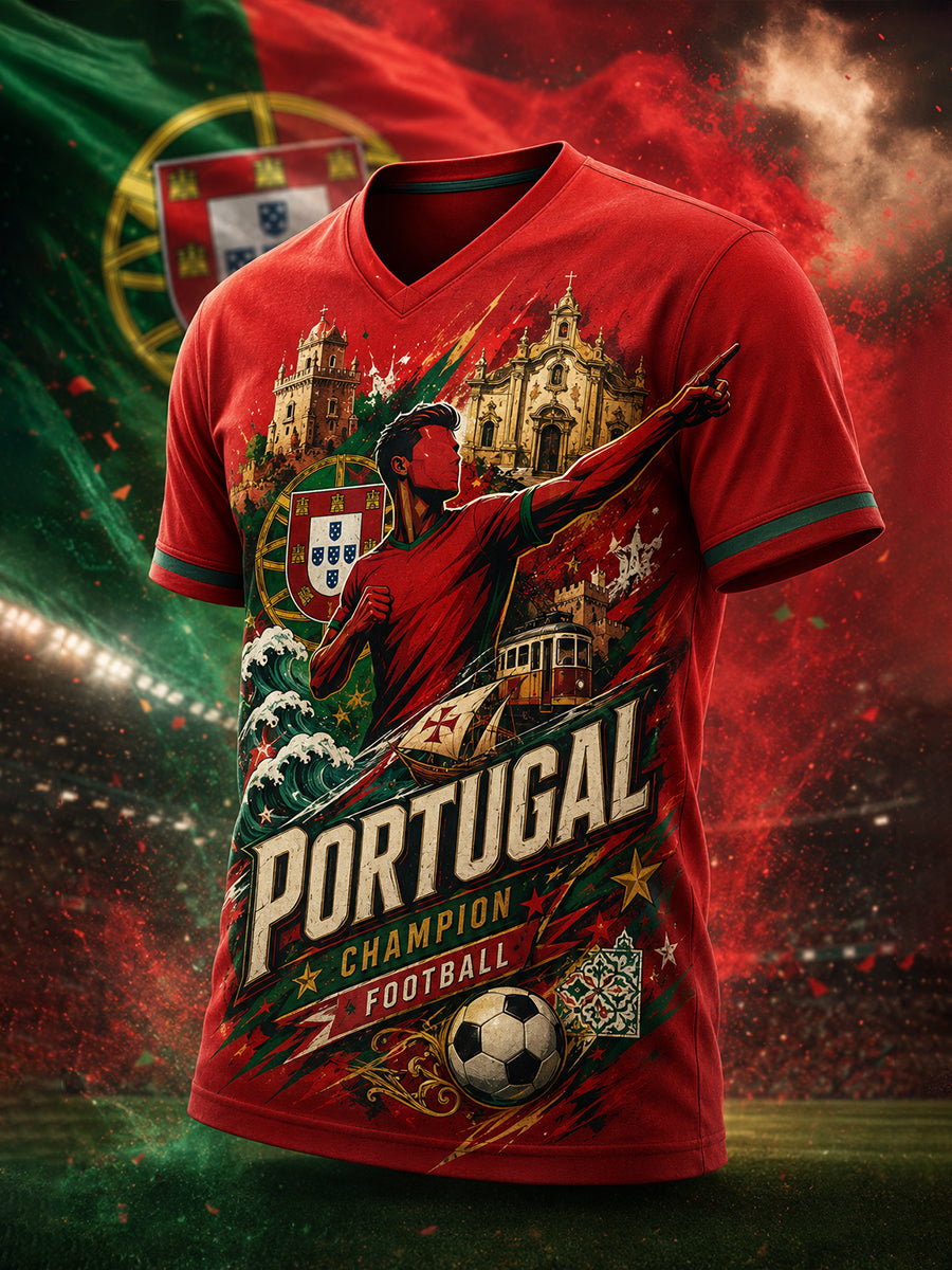 Men's Portugal Football Match Support Art Print T-Shirt