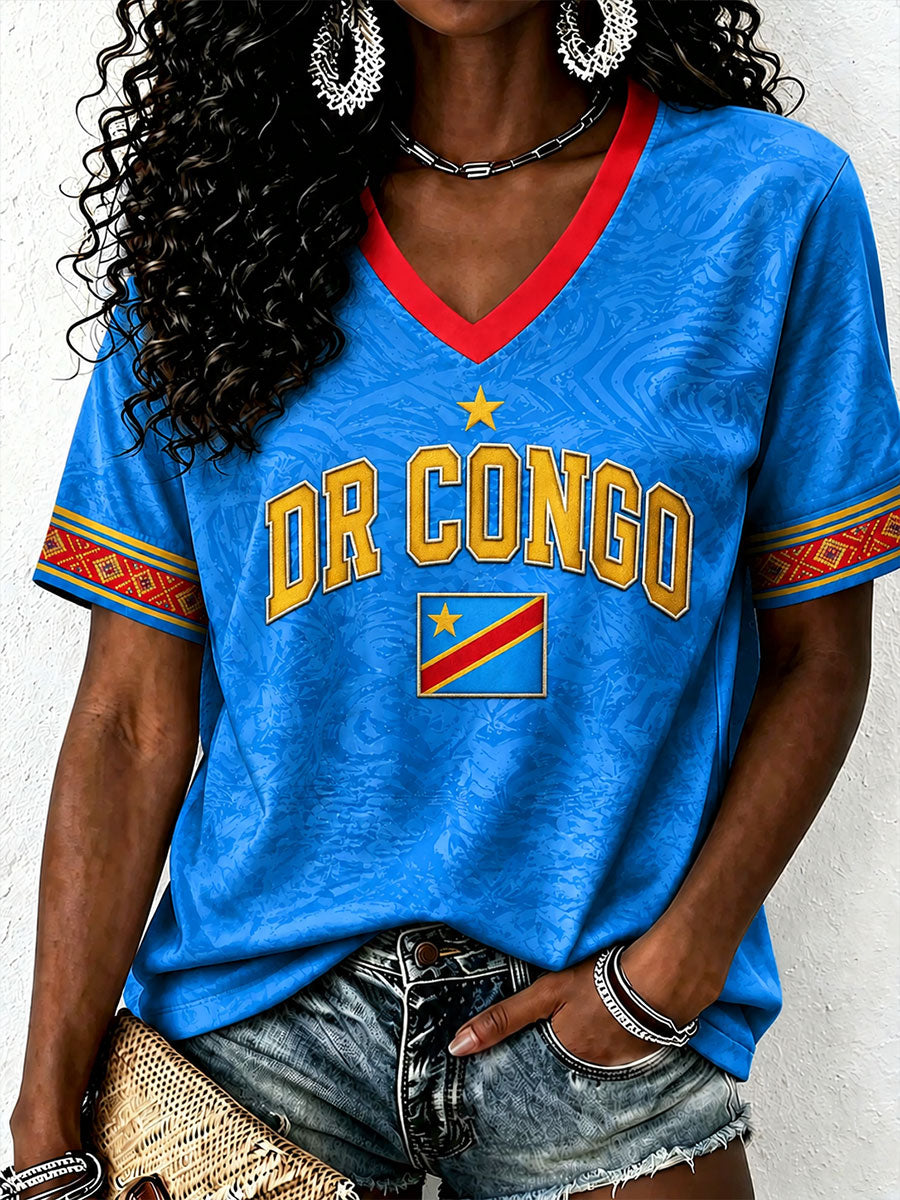 Women's DR Congo V-neck T-Shirt