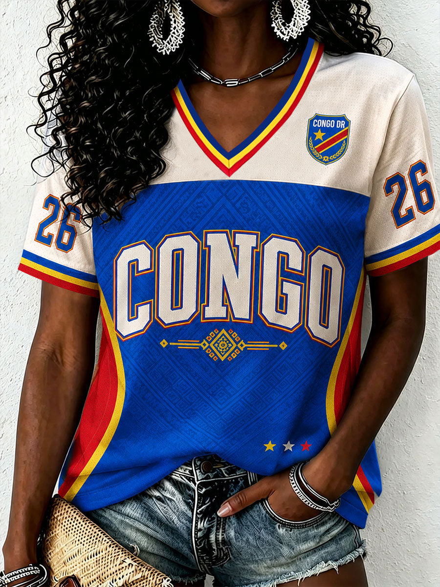 Women's DR Congo V-neck T-Shirt