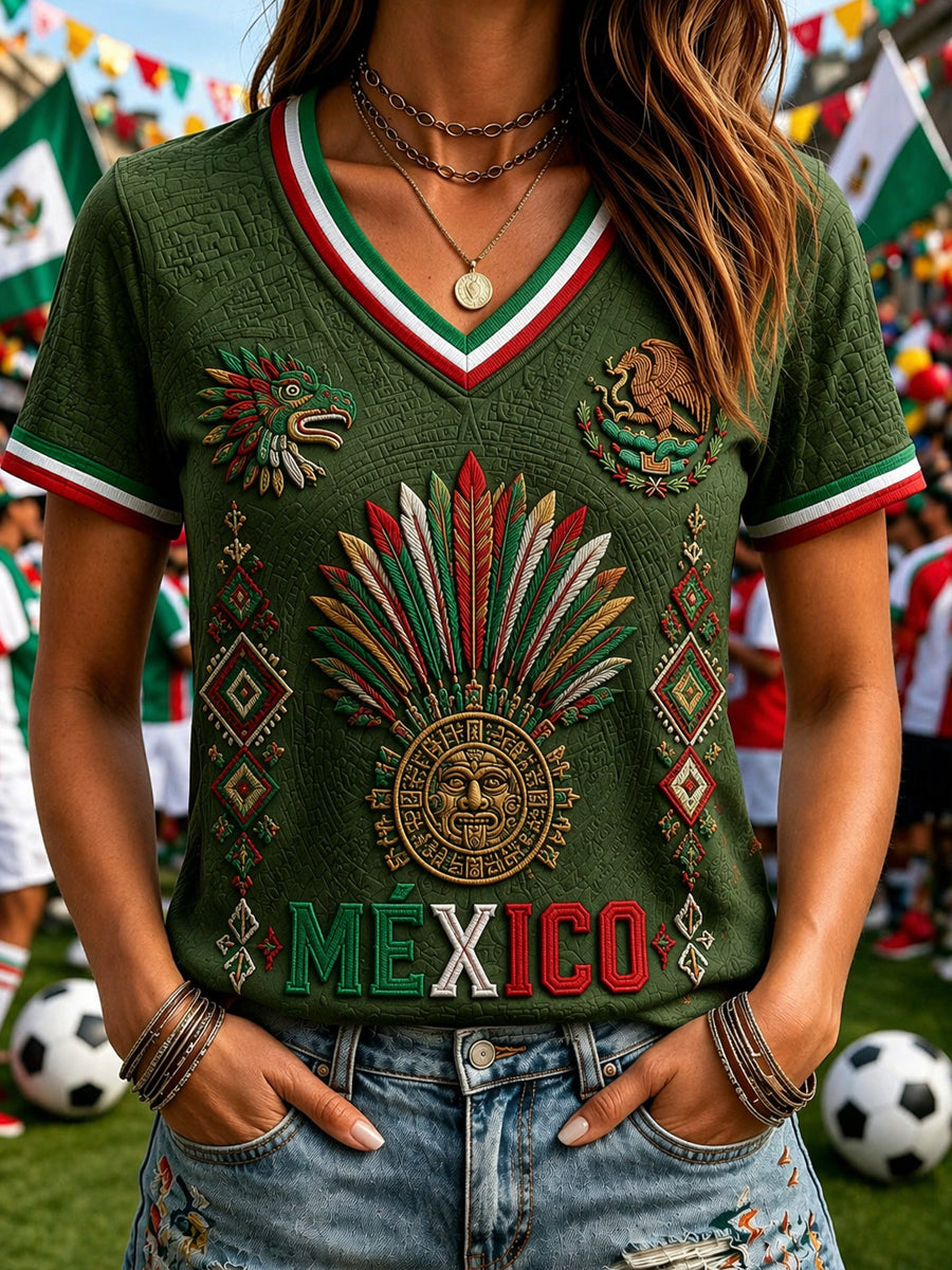 Women's Mexico Soccer Fan Graphic Casual T-Shirt