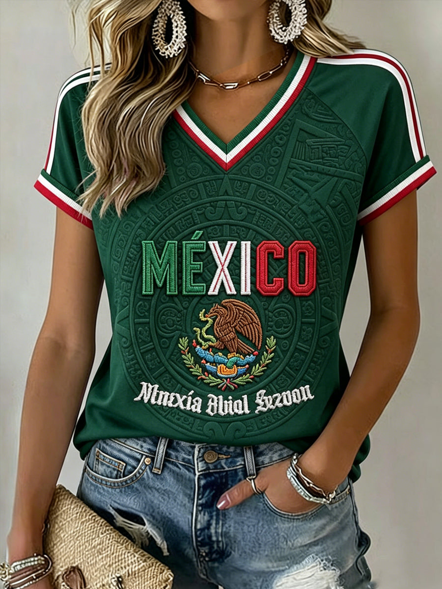 Women's Mexico Soccer Fan Graphic Casual T-Shirt