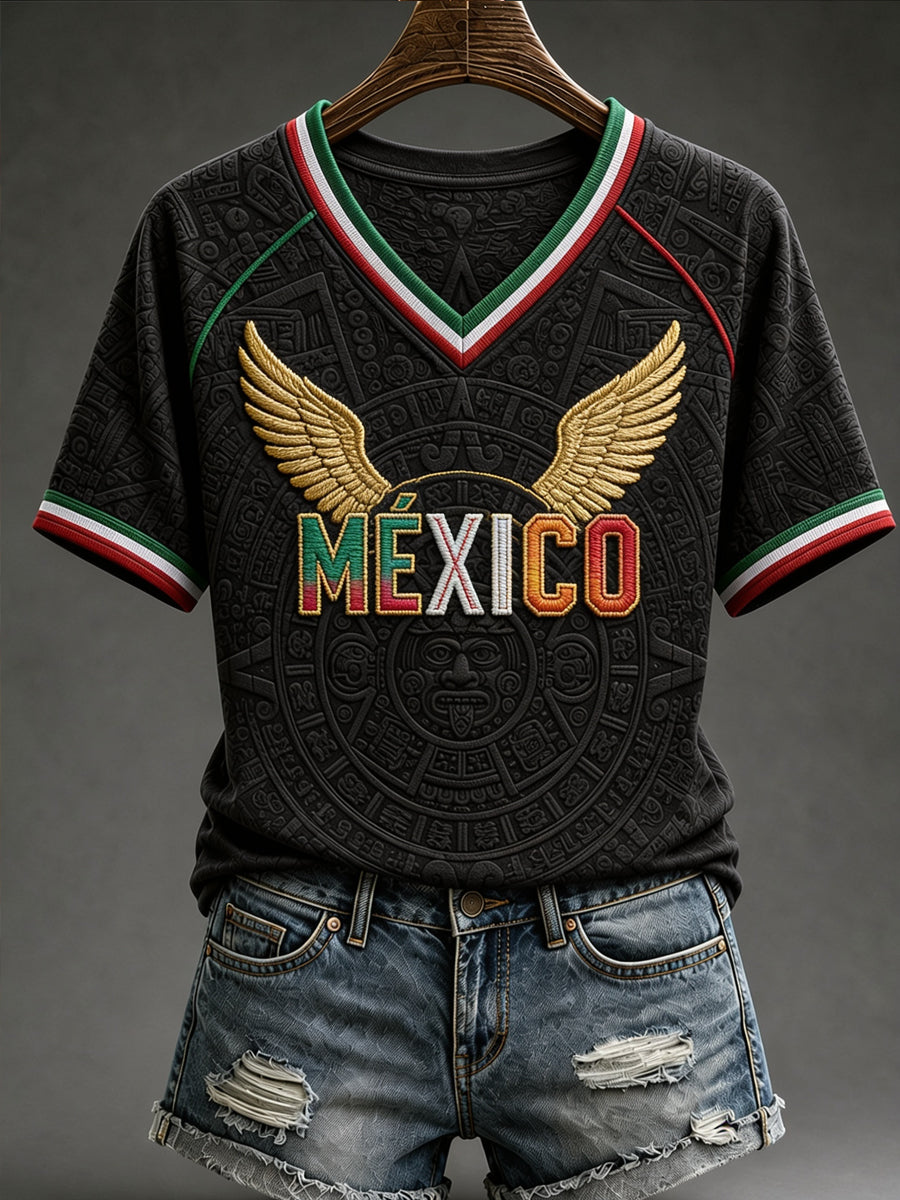 Women's Mexico Soccer Fan Graphic Casual T-Shirt