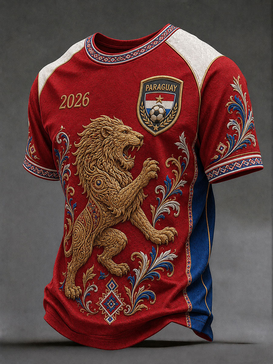 Men's Paraguay Soccer Short Sleeves T-Shirt