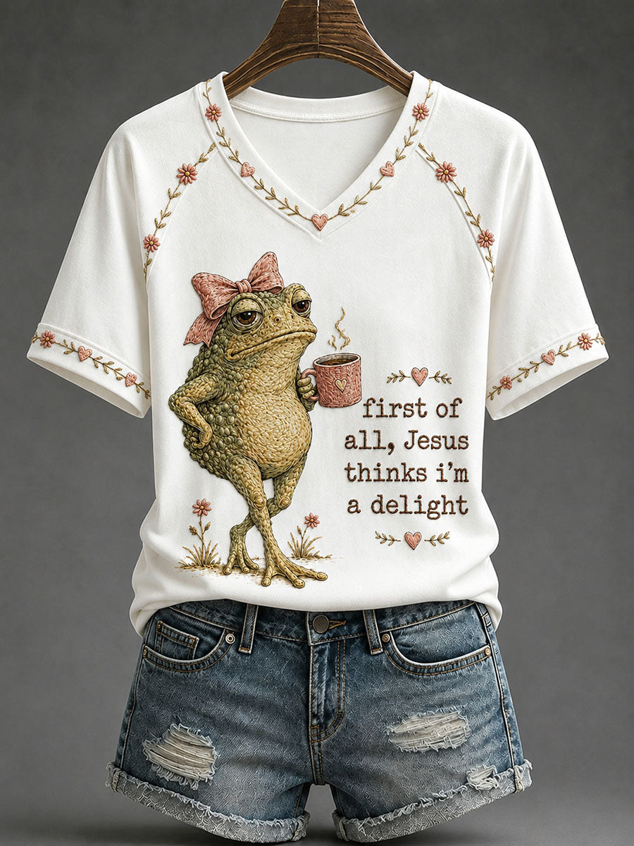 Women's 'Jesus Thinks I'm A Delight' Printed Casual T-Shirt