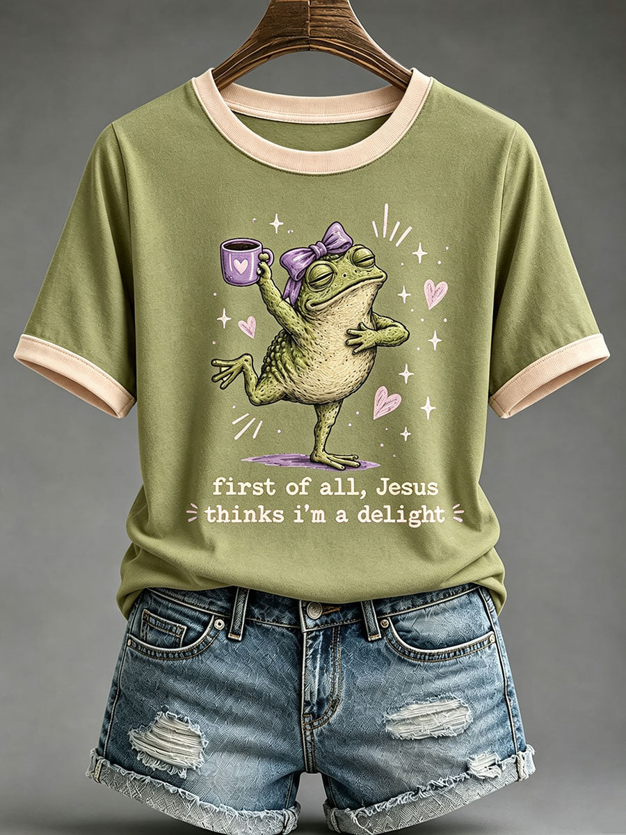 Women's 'Jesus Thinks I'm A Delight' Printed Casual T-Shirt