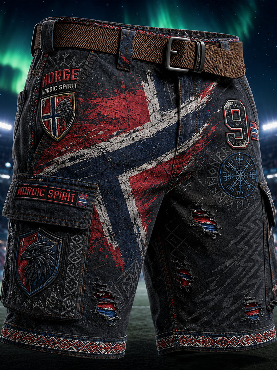 Men's Viking Norway Art Print Casual Shorts