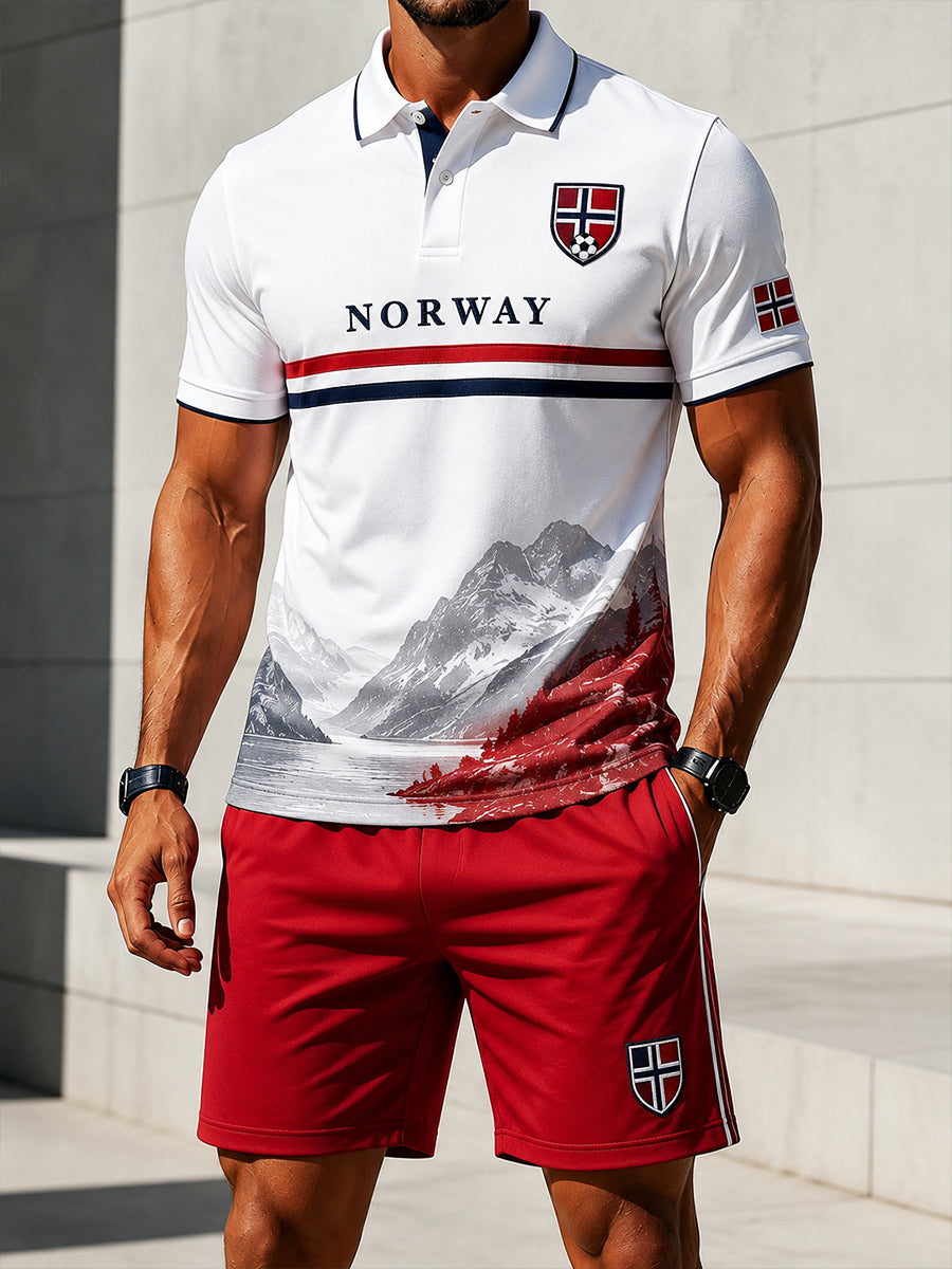 Retro Nordic Viking-Style Art Print Casual Two-Piece Set