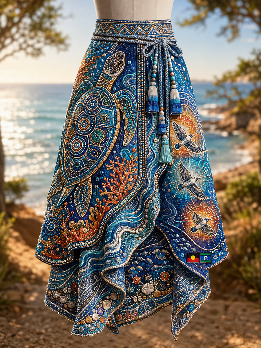 Women's Australia Naidoc Week Art Printed Irregular Skirt