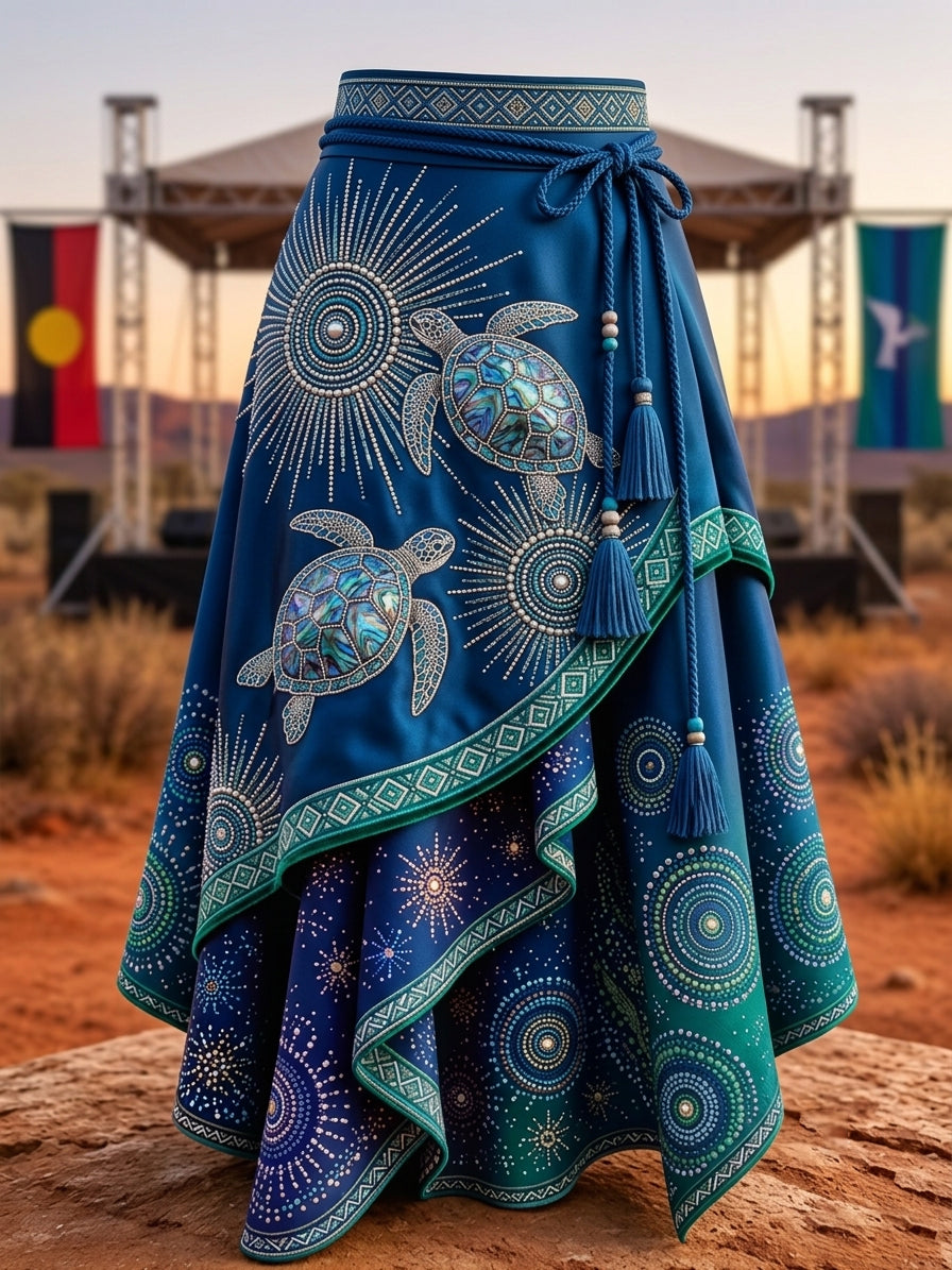 Women's Australia Naidoc Week Art Printed Irregular Skirt