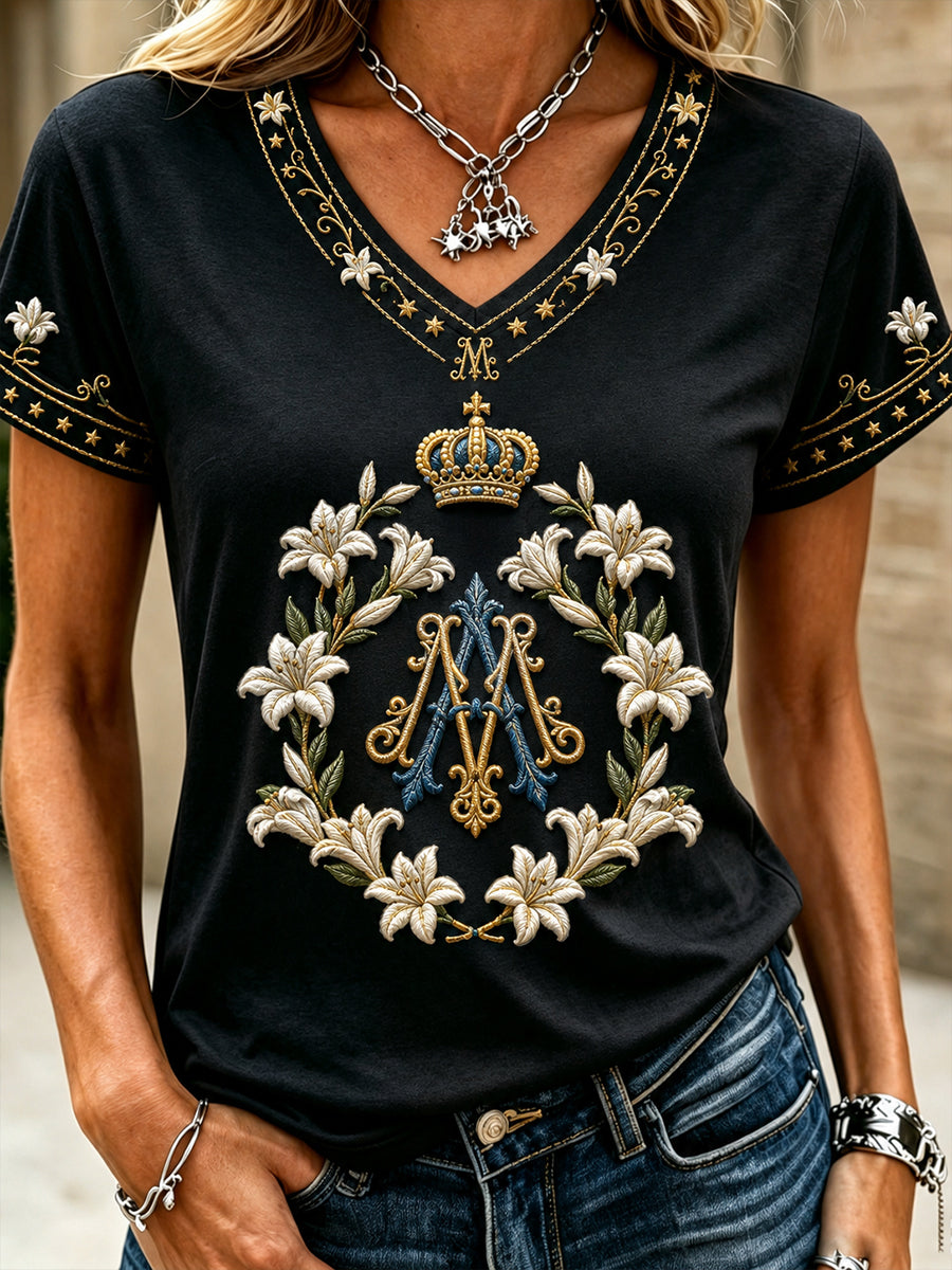 Women's Assumption of Mary Faith Art Printed T-shirt