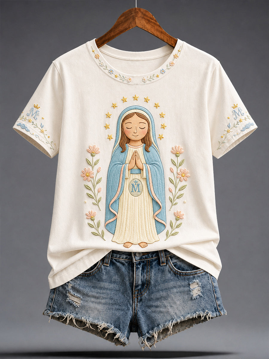 Women's Assumption of Mary Faith Art Printed T-shirt