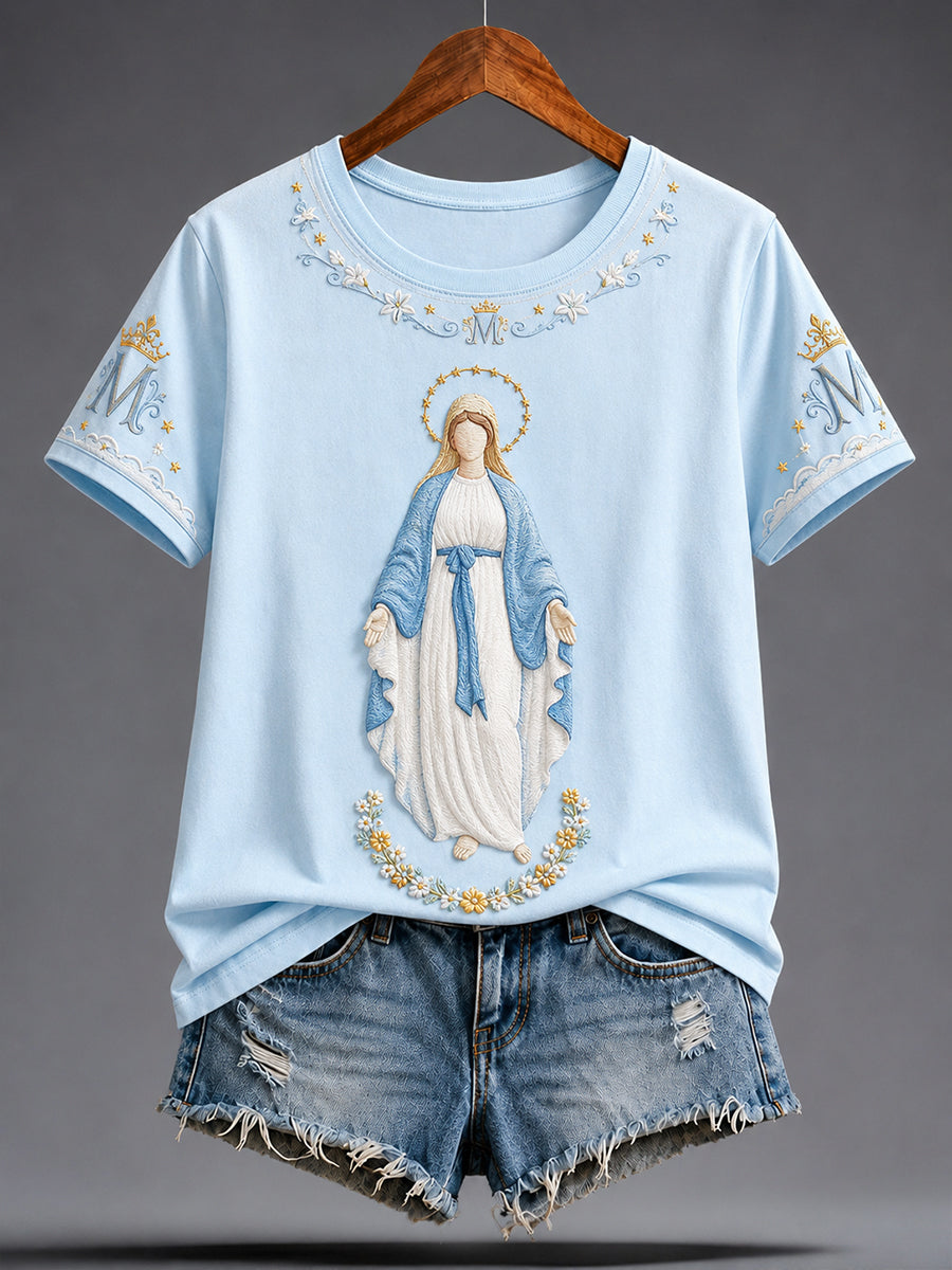 Women's Assumption of Mary Faith Art Printed T-shirt