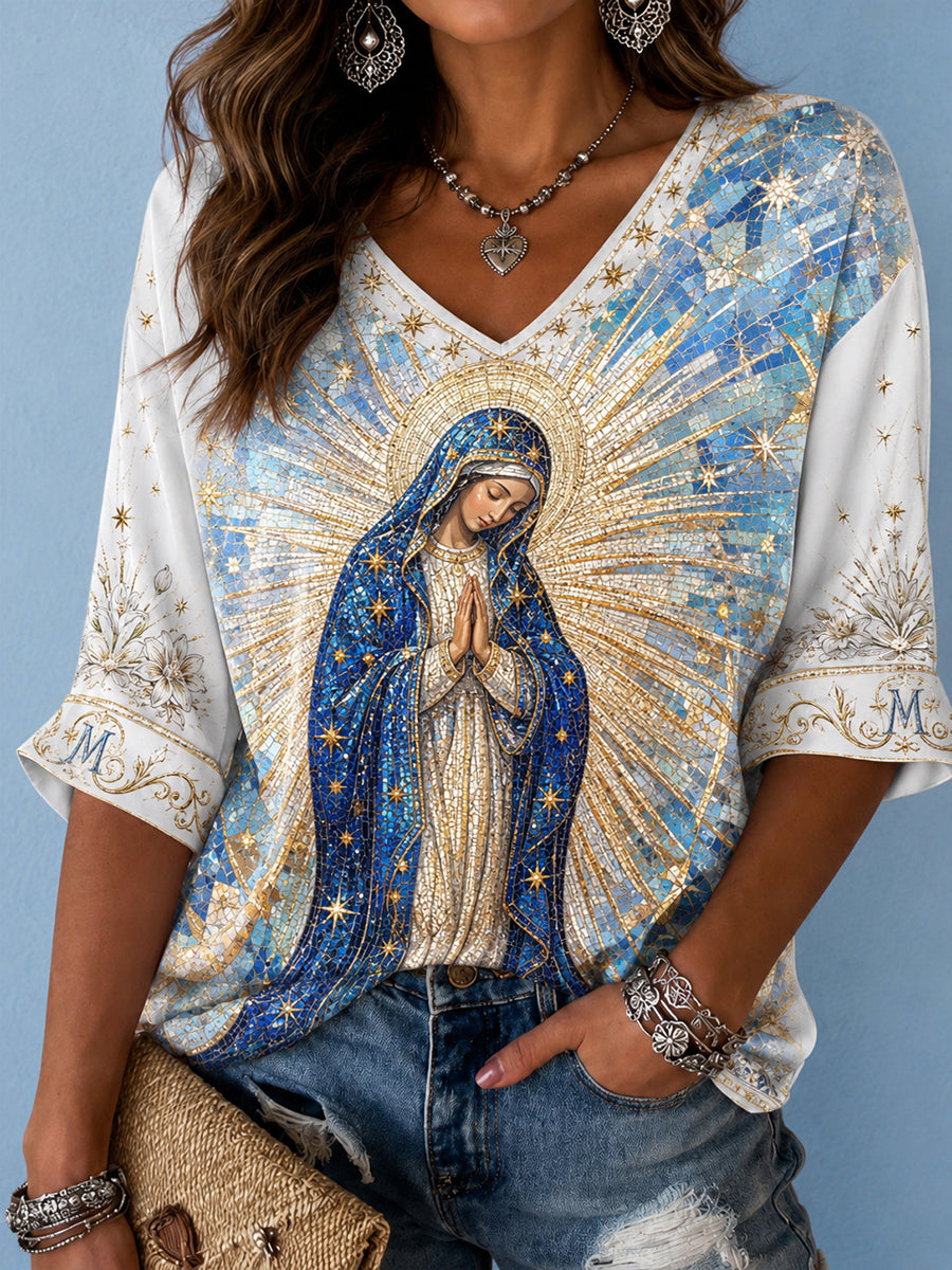 Women's Assumption of Mary Faith Art Printed T-shirt