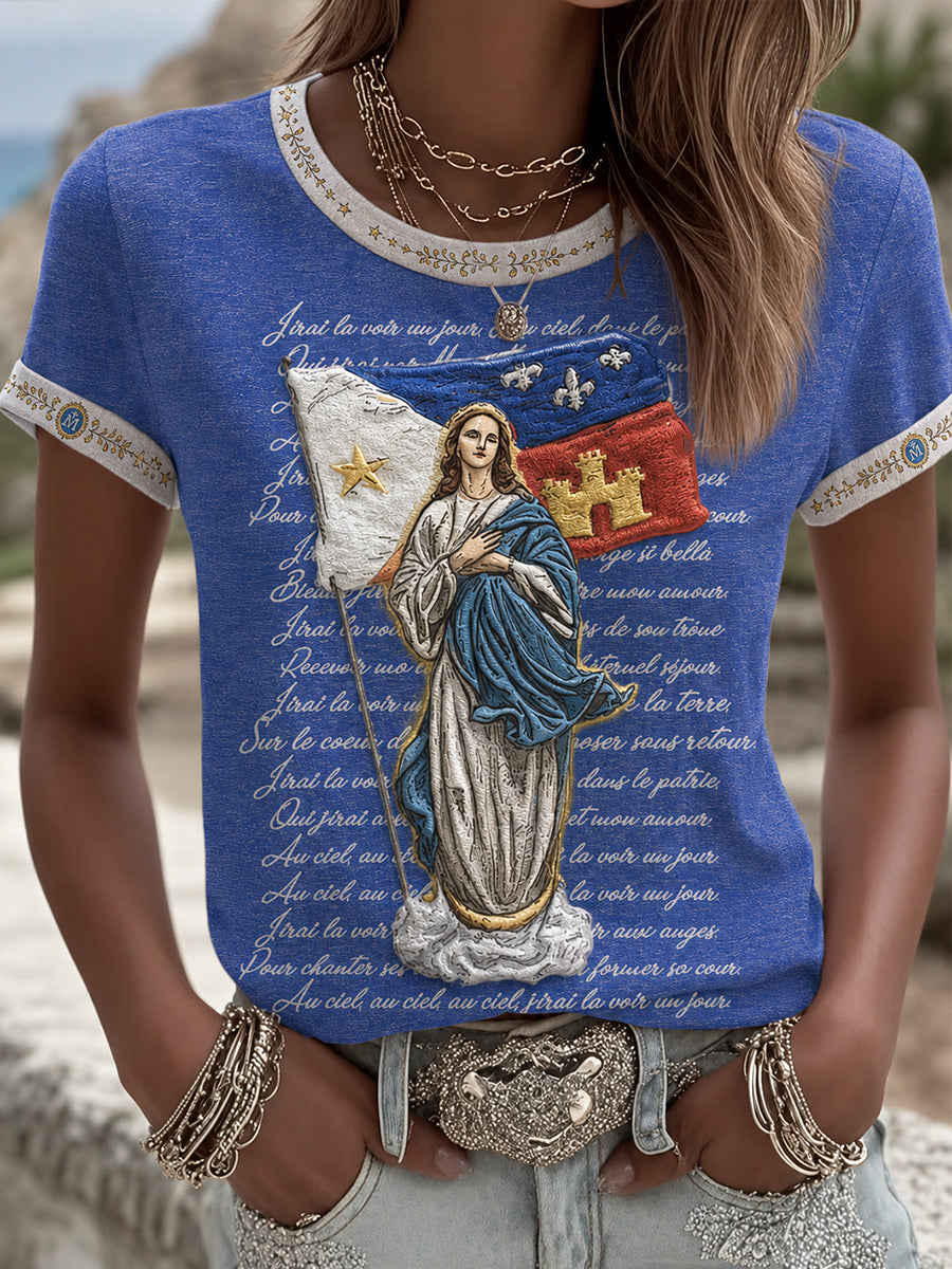 Women's Assumption of Mary Faith Art Printed T-shirt