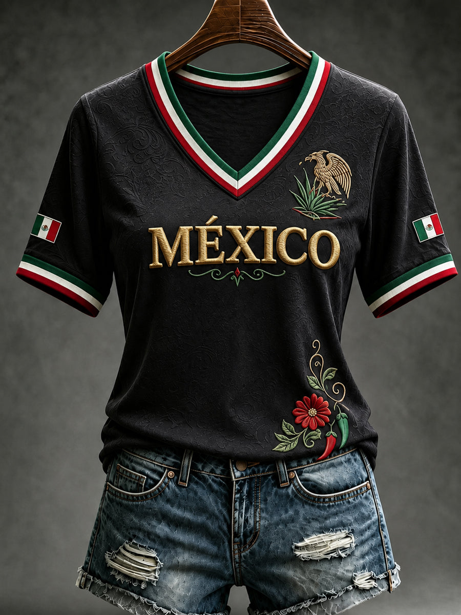 Women’s Mexico Independence Day Print Casual Short-Sleeve T-Shirt