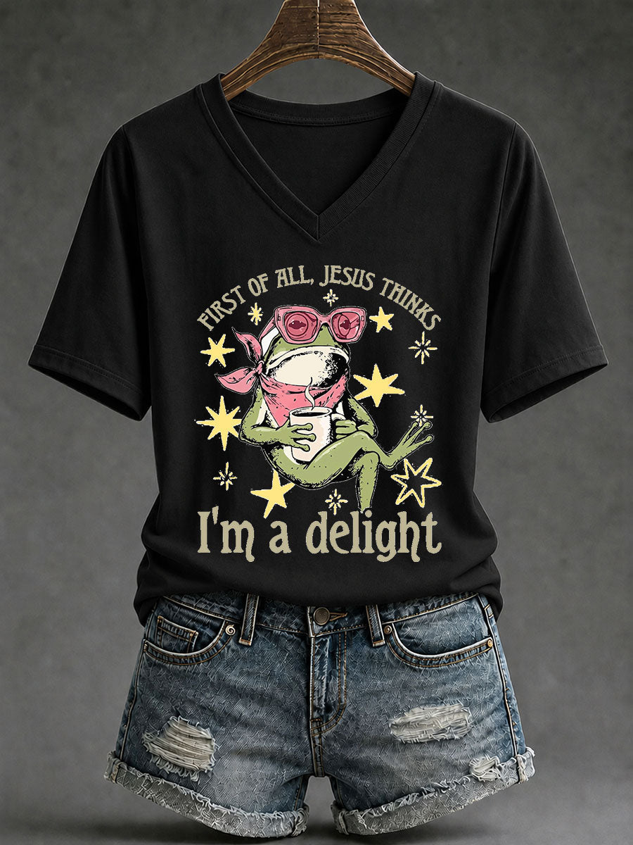 Women's 'Jesus Thinks I'm A Delight' Printed Casual T-Shirt