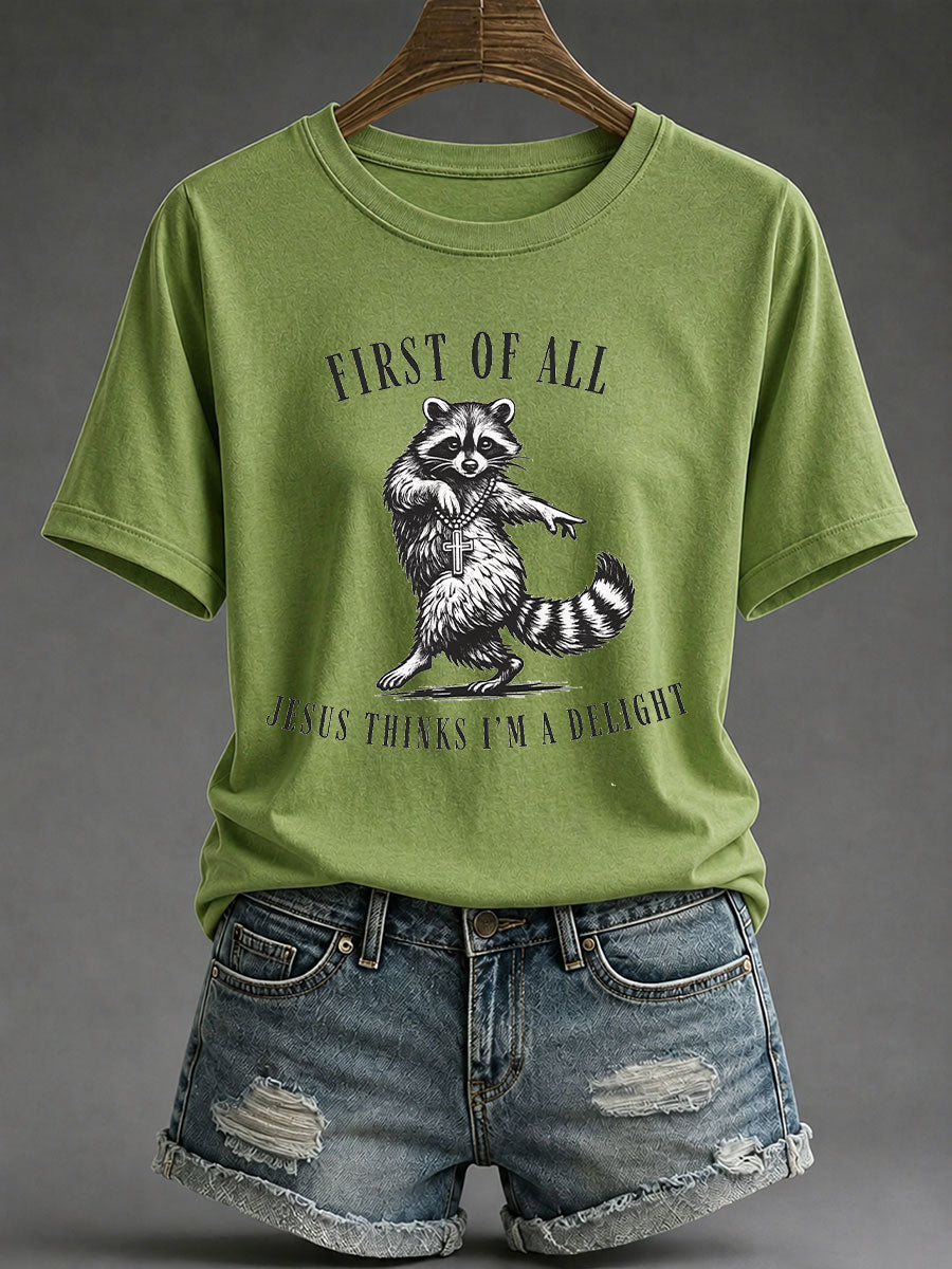 Women's 'Jesus Thinks I'm A Delight' Printed Casual T-Shirt