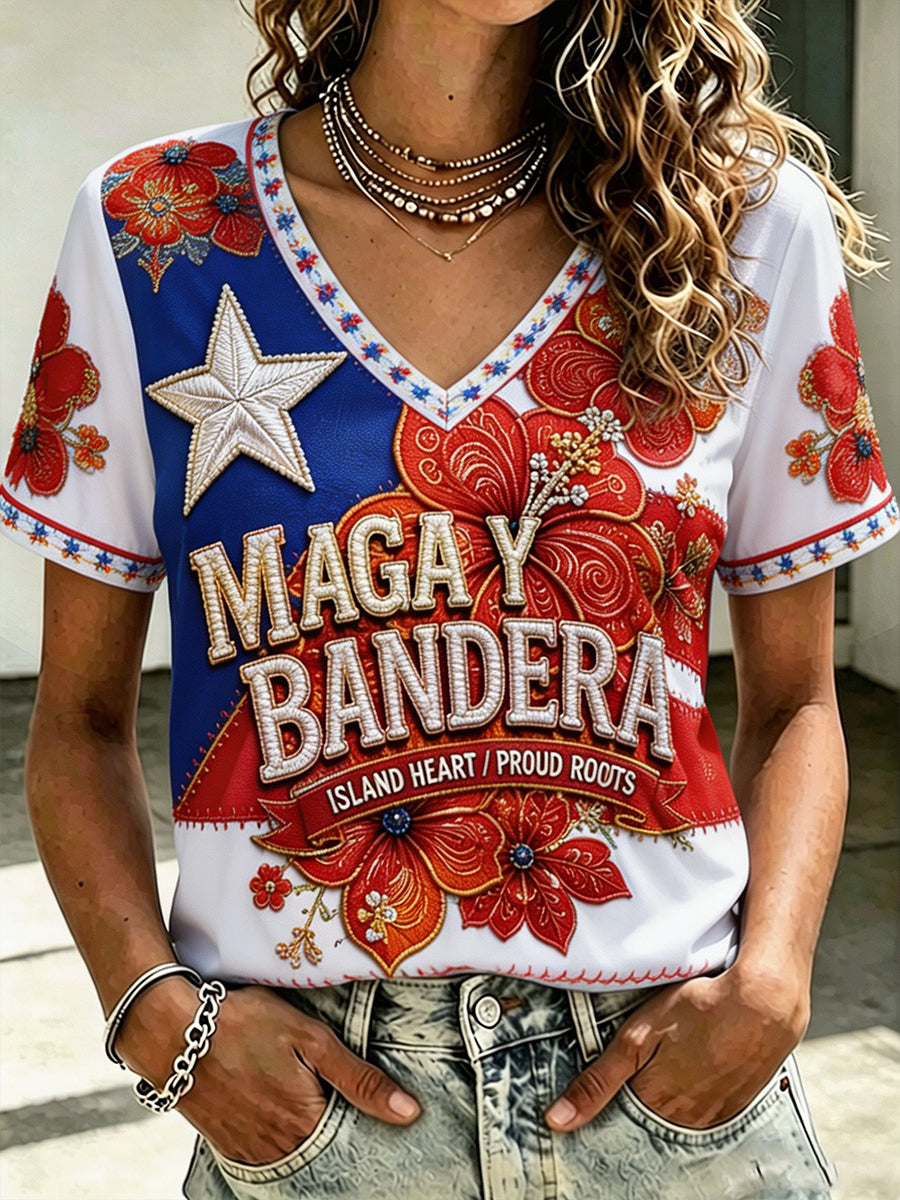 Women's Puerto Rico Taino Art Printed T-shirt