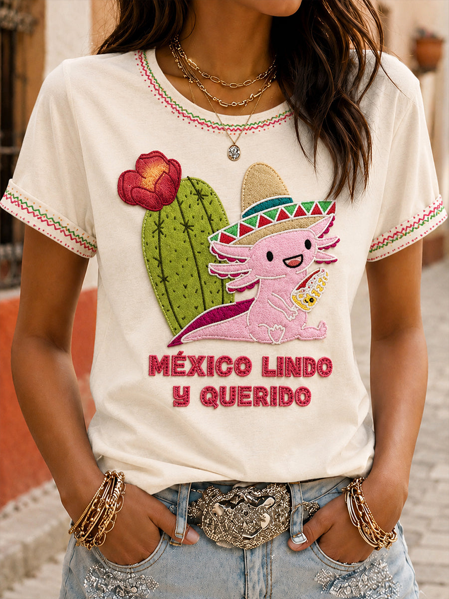 Women's Mexico Guelaguetza Lele Doll Art Printed T-shirt