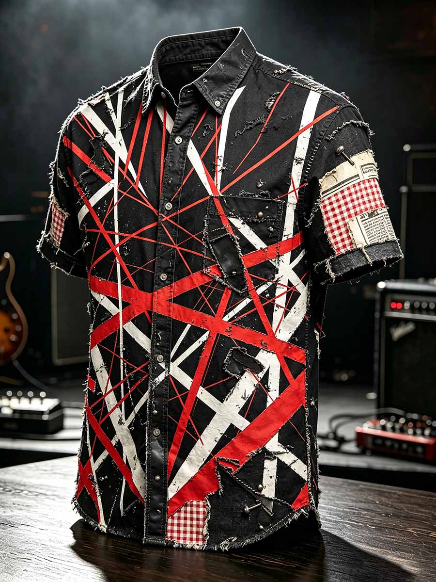 Men's Vintage Van Halen Print Casual Shirt