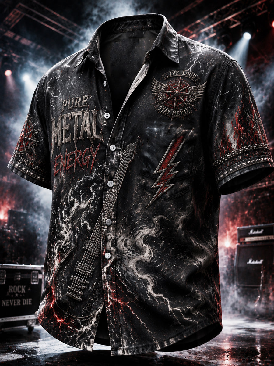 Vintage Heavy Metal-Style Casual Shirt