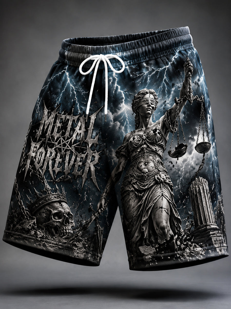 Retro Heavy Metal Bigfoot Casual Shorts