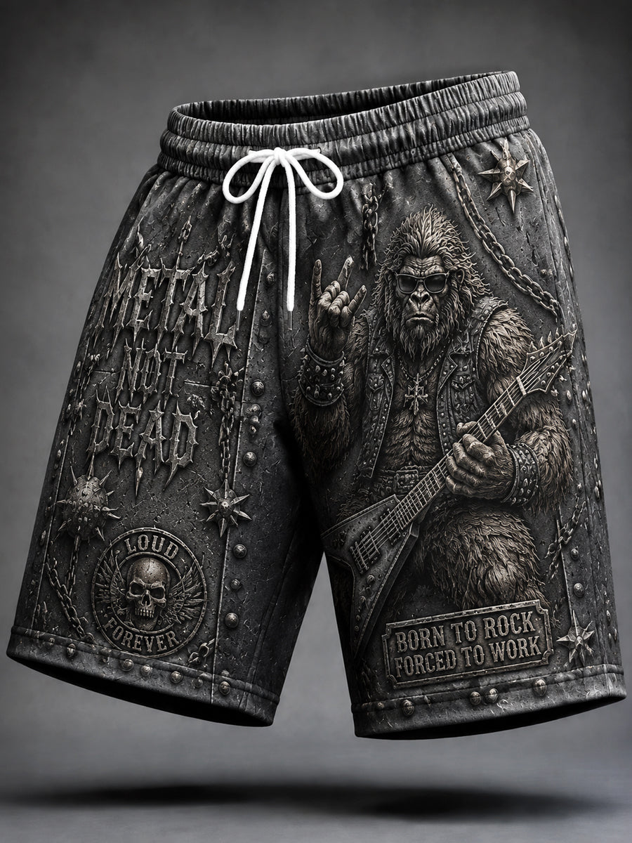 Retro Heavy Metal Bigfoot Casual Shorts