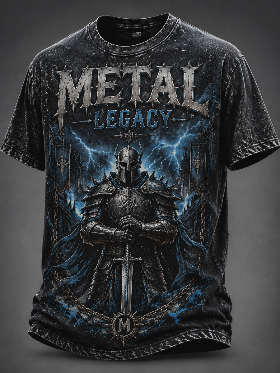 Vintage Washed Heavy Metal Rocker Casual T-Shirt