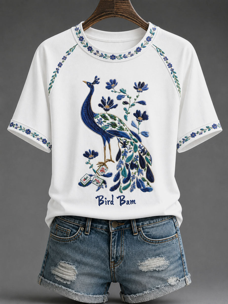 Women's Mahjong Print Casual T-Shirt