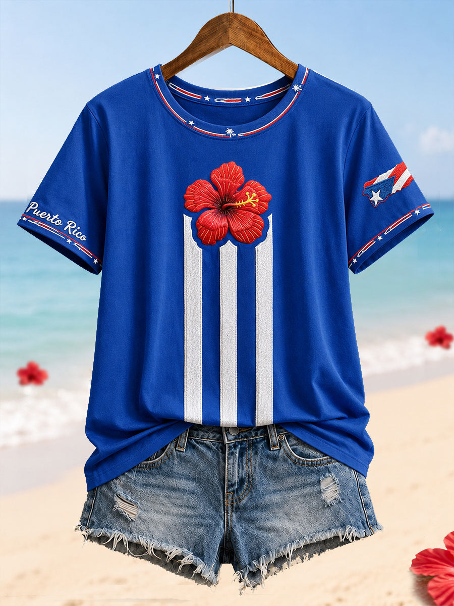 Women's Puerto Rico Art Boricua Printed T-shirt