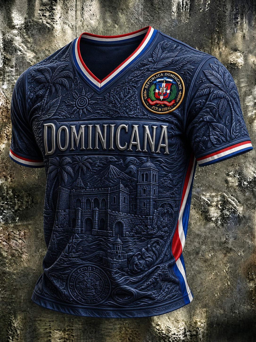 Men's Dominican Printed V-neck T-shirt